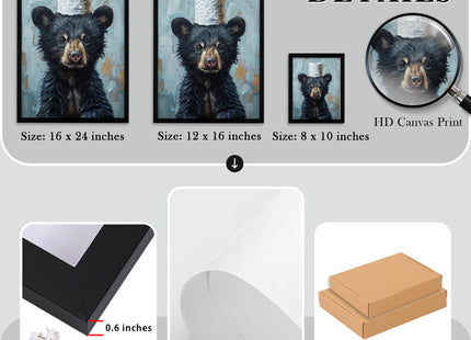FYLDPSB Black Bear Pictures Cabin Wall Art, Funny Bathroom Wall Decor