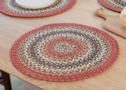 Homespice Chester Braided Placemats for Cabin Decor, Round 15" Set of 6