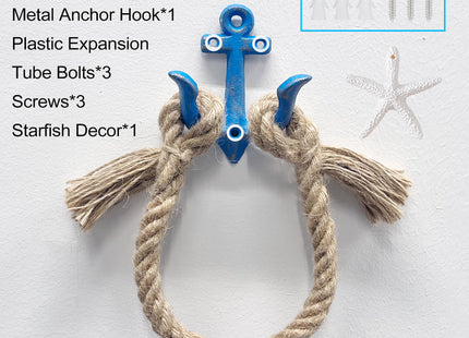 Perfeso.L Beach Rope Toilet Paper Holder Metal Anchor Hook Bathroom Decor