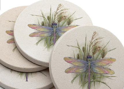 Thirstystone Dragonfly 4 Pack Round Natural Sandstone Coasters