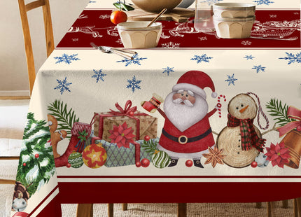 Hexagram Christmas Tablecloth Rectangle 52x70 Inch, Red Snowman Tablecloth