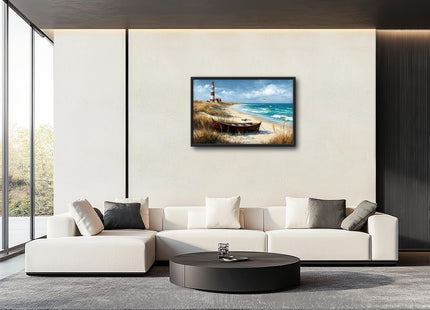 Glocmna Large Ocean Lighthouse Wall Art for Living Room Beach Coastal Scenery Wall Decor summer nautical Seascape Canvas Pictures Painting Print Framed Artwork Decorations for Bedroom Home Gifts 24"x36"