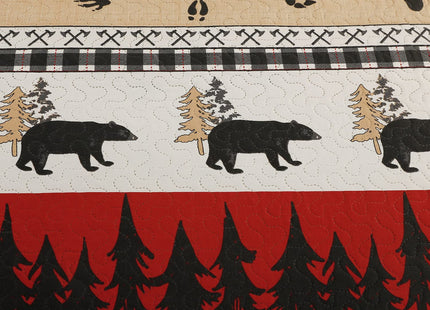 ARL HOME Rustic King Size Quilt Set - Red Buffalo Plaid Patchwork, Lightweight, Reversible Bedspread & Coverlet, Perfect for Lodge & Cabin Bedding