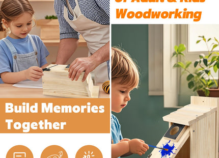 Wooden Bird Houses for Outside with Paint Set, Crafts & DIY Birdhouse Kits for Adults & Kids to Build, Bird House Outdoor for Bluebird Finch Swallow Wren Chickadee