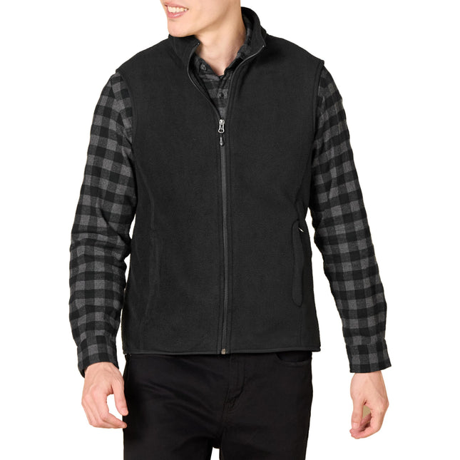 Amazon Essentials Men's Full-Zip Polar Fleece Insulated Vest (Available in Big & Tall), Black, Medium