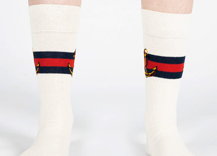 Mysocks Mens Multi Design Crew Socks Nautical Anchor White