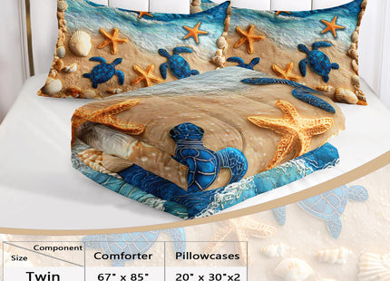 AILONEN Coastal Shell Shoreline Full Duvet Set 3 Piece, Includes 1 Comforter + 2 Pillowcases, Pearl Orange Starfish for Guest Suite Apartment Interior Styling