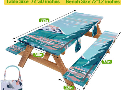 Picnic Table Cover with Bench Covers Elastic Table Cloth Cool Unique Fun Ideas Birthday Christmas Xmas Valentine's Day Camping Gifts for Camper RV Owner Camping Lovers Couple Women Men Mother Father