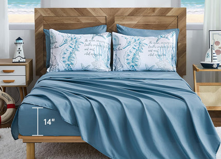 Comforter Set King Size Coastal, Beachy Themed 7 Pieces Ocean Bedding