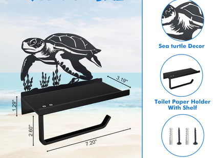 Cute Sea Turtle Bathroom Decor Funny Turtle Toilet Paper Holder with Shelf for Rustic Cabin, Beach, and Coastal Home Decor