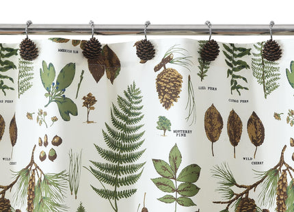 Brown Pinecone Shower Curtain Hooks, Rustproof Rustic Cabin Shower Hooks for Shower Curtain, 5 Roller Ring Balls Lodge Christmas Decorative Bathroom Curtain Hooks, Set of 12