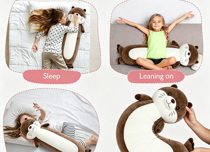 Tianmihou Giant 36inch Otter Long Plush Toy Body Pillow, Cute Otter Stuffed Animal Large Plushie Doll, Big Brown Soft Otter Plush Toy Gift for Kids Boy & Girls, Birthday