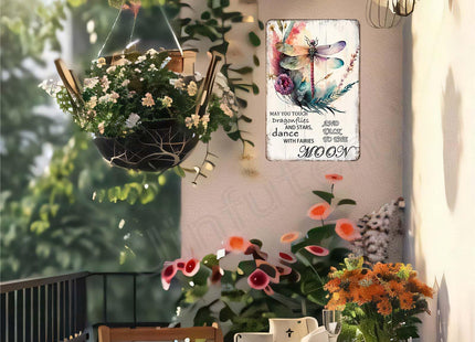 Dragonfly Metal Sign 8x12 - Whimsical Fairy Wall Decor