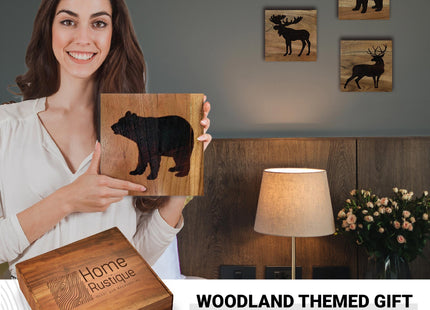Home Rustique Real Wooden Cabin Decor, Woodland Rustic Wall Art, Set of 3
