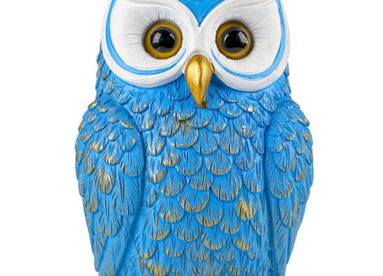 Buildopia Owl Figurine Home Decor – Cute Resin Owl Statue Sculpture, Blue
