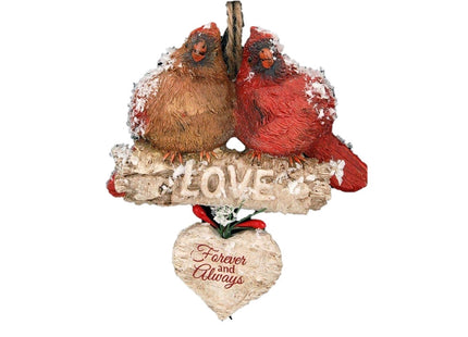 Kurt Adler "Love" Cardinals Sitting On Birch Branch Ornament