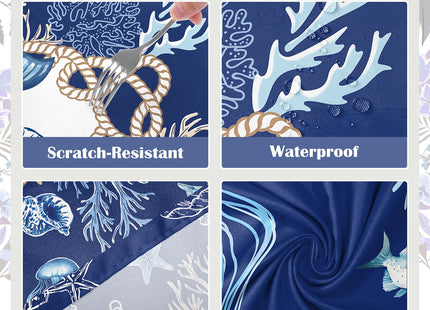 Arquiel Sea Life Tablecloth 60 x 84 Inch Rectangular, Nautical Style