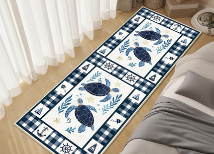 Coastal 2x6 Runner Rug Nautical Sea Turtle Runner Rugs Machine Washable