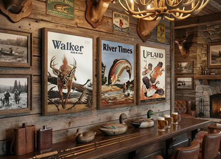 DHEEM 3Pcs Vintage Outdoor Fishing Canvas Wall Art Unframed 16x24in