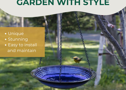 BYER OF MAINE Circles Hanging Bird Bath, 14”x14”x34” adj, Porcelain