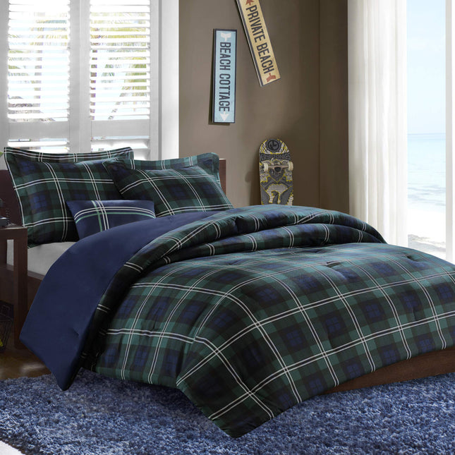 Intelligent Design Cabin Plaid All-Season Blue Twin Comforter Set, 3pc