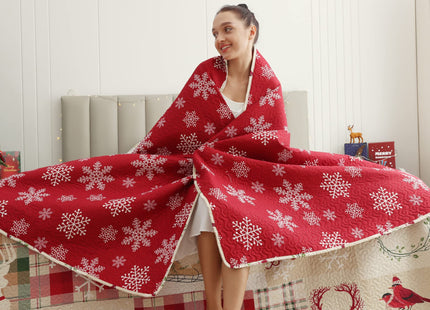 Hailea Christmas Bedspread Coverlet Twin Size Christmas Quilt Elk Snowman Bedding Set Lightweight Reversible Aqua Beige Red Plaid Quilt Bedspread Xmas Lodge Coverlet Snowflake Elk Xmas Tree Decor