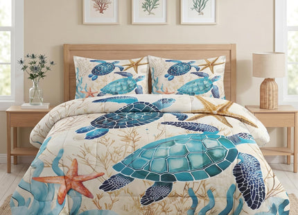 WeCozy Full Comforter Set, 3 Pieces Blue Ocean Bedding Set