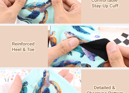 MSCELA Sea Turtle Print Crew Socks for Women Teen, Novelty Gifts for Sea Turtle Lovers
