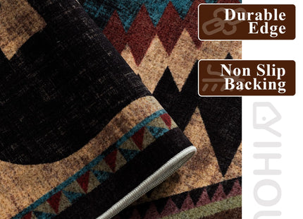 YIHOUSE Rustic Cabin Area Rug for Bedroom 5x7,Machine Washable Lodge Bear Rug,Non-Slip Low Pile Print Pattern Western Rug for Living Room