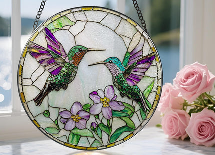 DOUHASU 8″ Hummingbird Stained Glass Suncatcher, Stained Glass Window Hanging & Ornament, Window Decor, Holiday & Christmas Ornaments | Hummingbird Gifts, Gifts Ideas