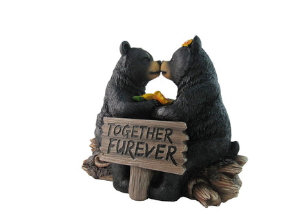 DWK "Honey Love Black Bear Couple Kissing with a Cute Sign Figurine | Love Decorations for Your Home Office and Home Decorations for Living Room | Bookshelf Decor and Home Decor Accent - 6"
