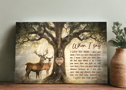 KiKiLuna Personalized Deer Couple Canvas Wall Art for Couple