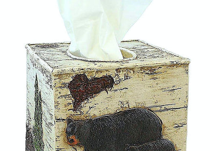 BestGiftEver Black Bear On Birch Square Tissue Box Cover