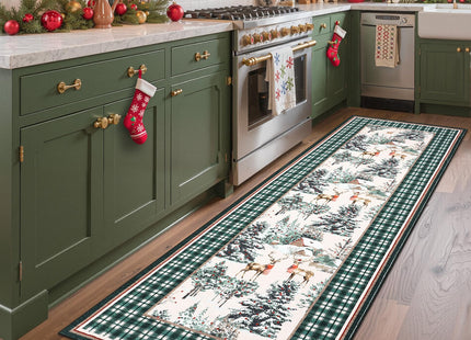 GarveeHome Christmas Washable Runner Rug 2x6, Holiday Decor Runners for Kitchen Soft Low Pile Christmas Tree and Deer Rug Non Slip Long Carpet for Living Room Laundry Hallway, Green