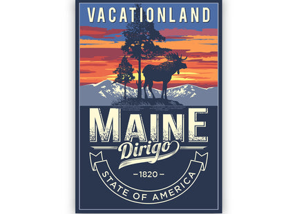 Maine State Poster Print, Maine State Emblem Poster, Retro Travel State Poster, Home & Office Wall Art - 16x20