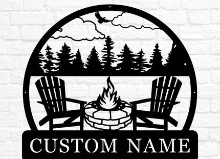 Custom Metal Beach Campfire Name Sign | Cabin Lake House Decor, Campsite Sign
