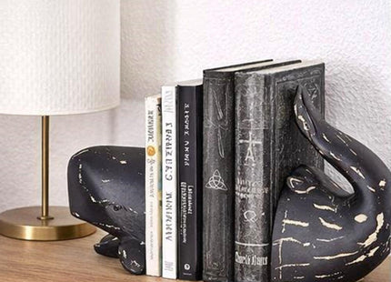 Bellaa Whale Bookends, Decorative Book Ends for Shelves, Heavy Duty, 29677