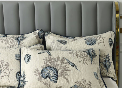 Brandream Ocean Comforter Sets Twin Size 100% Cotton Lightweight Quilt Set Coverlet Sets Navy Coastal Bedding Twin XL 2-Piece