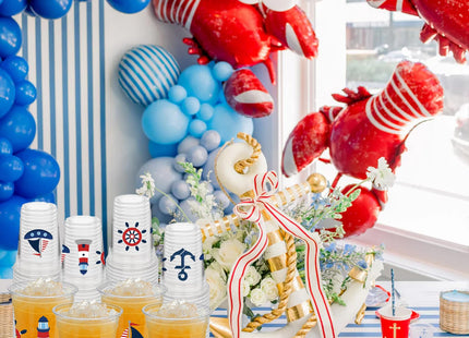 HYMENEX 50 Pcs Nautical Cups, 12 oz Nautical Plastic Party Cups for Home Kitchen Birthday Summer Ocean Party Favors Supplies Decoration