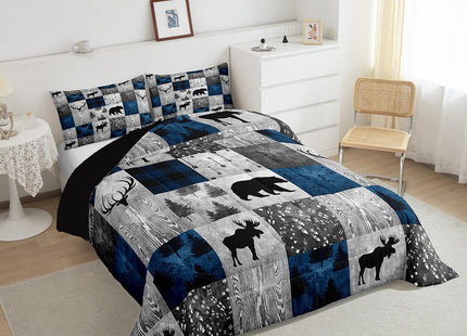Bear Bedding Set Teens Boys,Farmhouse Moose Elk Deer Comforter Full