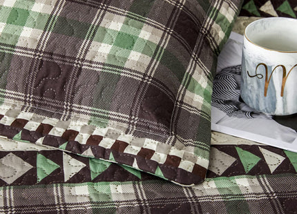 Quilts Queen Size, 3Pcs Rustic Cabin Bedspread Coverlet Set Brown Bear Green Pine Tree Bedding Set Lightweight Soft Reversible Plaid Stripe Bed Cover Set Farmhouse Decor for All Season(90"x 90")