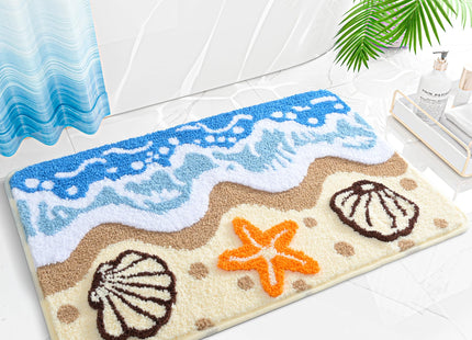 QJHOMO Beach Themed Bathroom Rug Beach Colorful Nautical Bath Mat 18x26 in