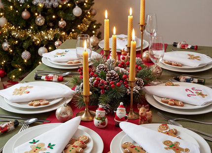 HunnmingRe 12 Pcs Gingerbread Christmas Cloth Napkins Set, 17x17 Inch