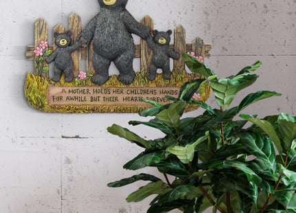 Pine Ridge Family Black Bear Wall Art Home Decor - Rustic Framed Wall Art Family Bear A Mother Holds Her Childrens Hands For Awhile But Their Hearts Forever - Cabin Christmas Home Decorative