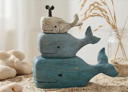 Guichifun Whale Statue, Distressed Navy, Ocean Coastal Decor