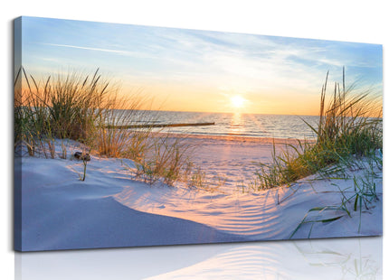 MHARTK66 Wall Decor for Living Room Large Canvas Wall Art for Bedroom Modern Office Pictures Blue Sun Beach Grass Ocean Landscape Paintings Canvas Art Prints Home Decorations