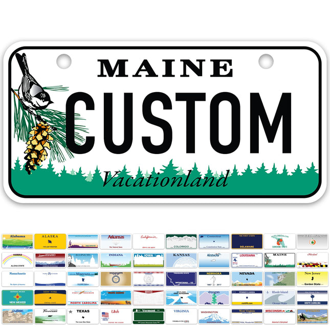 Mini License Plates, Personalized License Plates, Custom for Car, Bikes, ATV, Kids Car, Golf Cart, Jeep, 2x4 Inch, Rust-Free Fade Resistant Aluminum, USA Made By My Sign Center (Maine)
