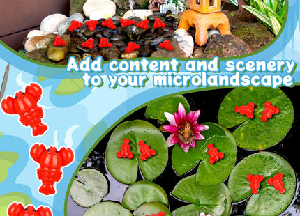 RoundFunny 100 Pcs Mini Resin Figurine Tiny Resin Models Decor, Lobster