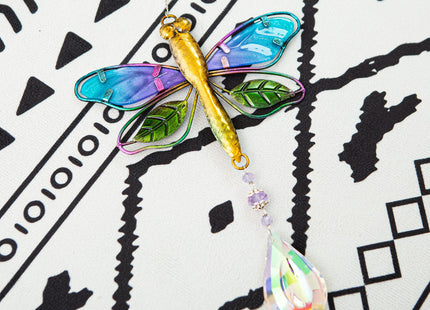 WEISIPU Crystal Suncatchers for Windows - Dragonfly Crystal Ball Prisms Hanging Crystals Ornament for Home Garden Office Wedding Christmas Decoration-Dragonfly