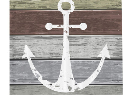 Ambesonne Anchor Shower Curtain, Grunge Style Nautical Ornament Timeworn Matine Pattern on Rustic Wooden Planks, Cloth Fabric Bathroom Decor Set with Hooks, 69" W x 70" L, Green Umber